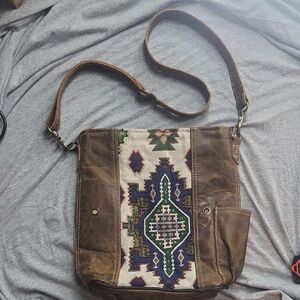 Bohemian Brown Leather Crossbody Bag